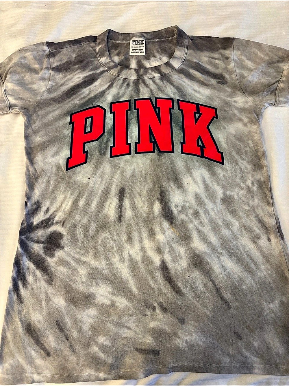 PINK Tie-Dye Graphic Tee Gray & Red Like New